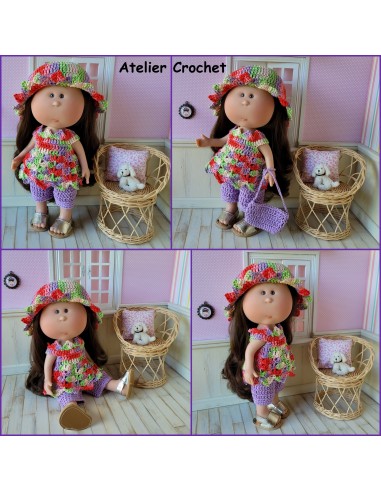 Short, tunique, chapeau et sac patron PDF de crochet pourMia Nines Onil