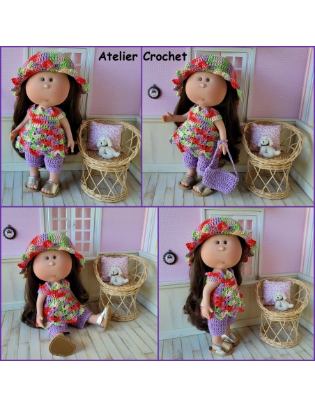 Short, tunique, chapeau et sac patron PDF de crochet pourMia Nines Onil
