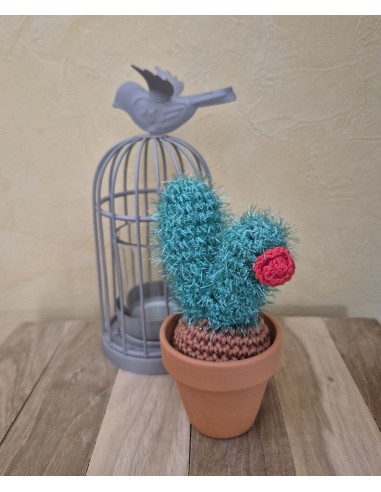Cactus fleuri fait main au crochet