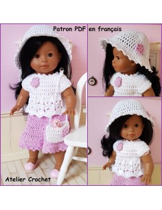 Jupe, top, chapeau et sac patron PDF de crochet pour poupée Ma Corolle de 36 cm