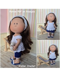 Top, short, bandeau et chaussures patron PDF de crochet pour poupée Mia Nines d'Onil