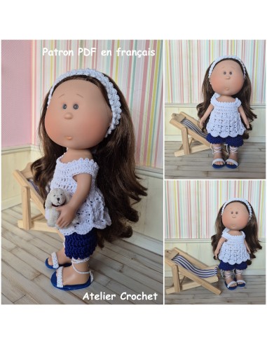 Top, short, bandeau et chaussures patron PDF de crochet pour poupée Mia Nines d'Onil