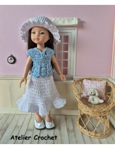 Jupe, top et chapeau au crochet pour Paola Reina Las Amigas