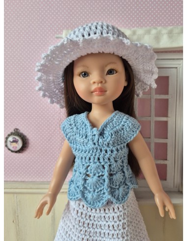 Jupe, top et chapeau au crochet pour Paola Reina Las Amigas