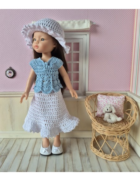 Jupe, top et chapeau au crochet pour Paola Reina Las Amigas