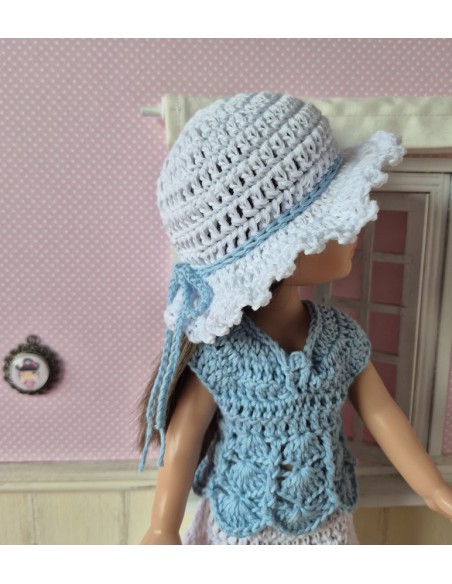 Jupe, top et chapeau au crochet pour Paola Reina Las Amigas