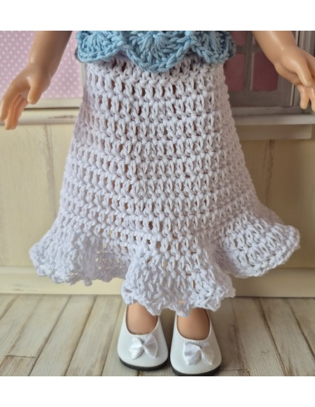 Jupe, top et chapeau au crochet pour Paola Reina Las Amigas