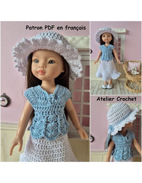 Top, jupe et chapeau patron PDF de crochet pour Paola Reina Las Amigas