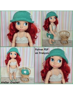 Maillot de bain, chapeau, chaussures et sac de plage patron PDF de crochet pour Disney Animator