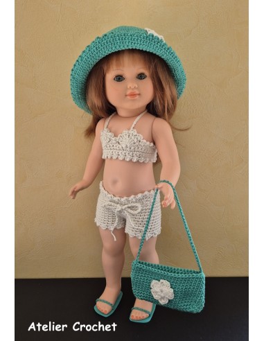 Tenue au crochet Marie-Françoise 40 cm – Ensemble Lagon