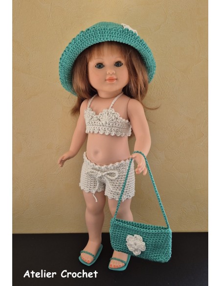 Tenue au crochet Marie-Françoise 40 cm – Ensemble Lagon