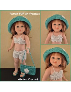 Maillot de bain, chapeau, chaussures et sac de plage patron PDF de crochet pour Marie Françoise