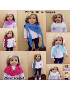Patron PDF de 10 écharpes au crochet pour poupée American Girl ou Hannah de Götz