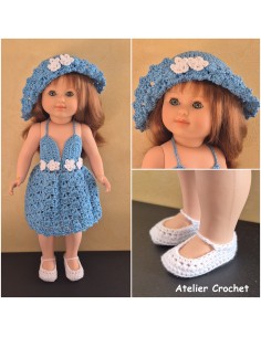 Ensemble robe, chapeau et chaussures pour poupée Marie Françoise 2