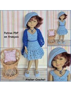 Robe, châle, béret et chaussures patron PDF de crochet pour poupée Ruby Red Fashion Friends