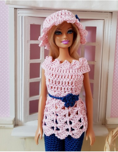 Tunique, pantacourt et chapeau patron PDF de crochet pour poupée Barbie