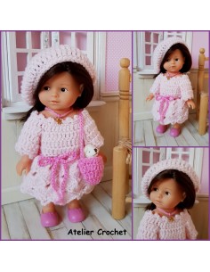Robe, sac et béret patron PDF de crochet pour poupée mini corolline 2