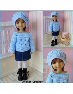 Patron PDF de 3 ensembles pulls et bonnets au crochet pour poupée Ruby Red fashion Friends 2
