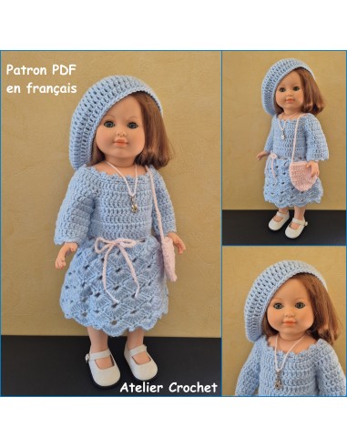 Robe, béret et sac patron PDF de crochet pour Marie Françoise