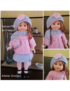 Jupe, pull, écharpe et bonnet patron PDF de crochet pour poupée Marie Françoise