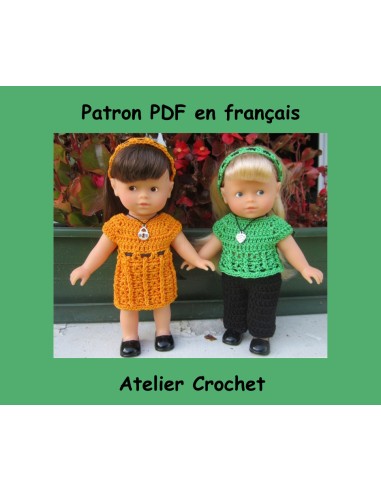 Patron PDF d'un duo de tenues au crochet pour poupée mini corolline