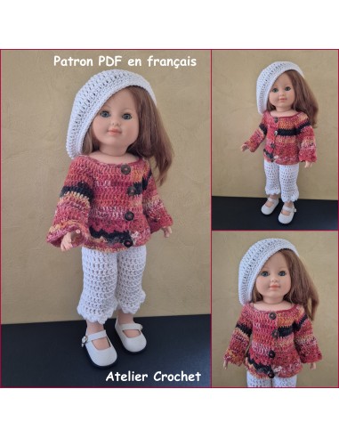 Gilet, pantalon et béret patron PDF de crochet pour poupée Marie Françoise
