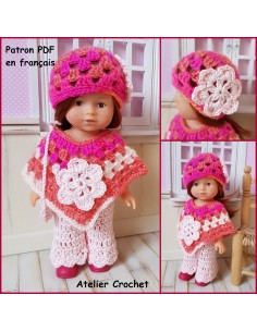 Pantalon, poncho, bonnet et sac patron PDF de crochet pour poupée Mini Corolline