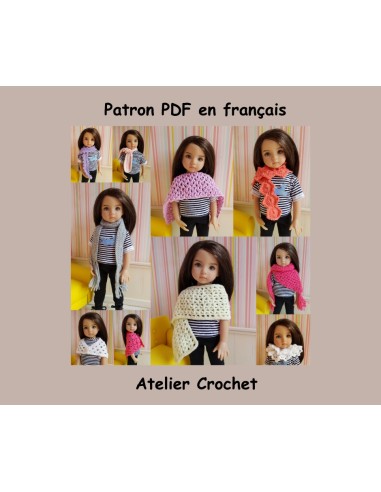 Patron PDF de 10 écharpes au crochet pour poupée de 32-34cm