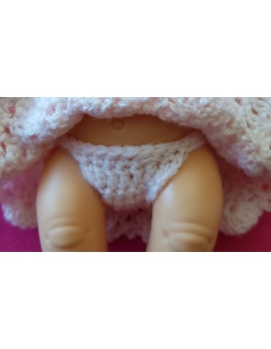 Couffin, couverture, robe, culotte et bonnet patron PDF de crochet pour poupon Paola Reina Los Peques