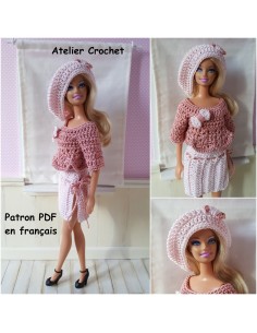 Jupe, pull et béret patron PDF de crochet pour poupée Barbie