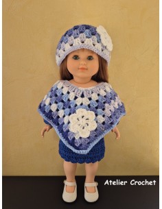Robe, poncho et bonnet au crochet pour Marie Françoise