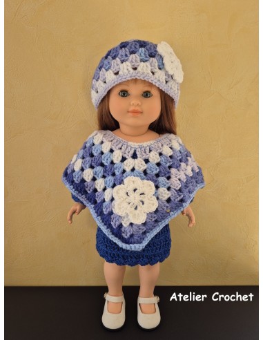 Robe, poncho et bonnet au crochet pour Marie Françoise