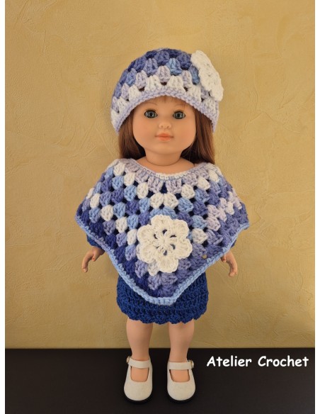 Robe, poncho et bonnet au crochet pour Marie Françoise