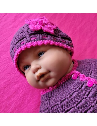 Ensemble gilet et bonnet pour poupon ou bébé taille naissance