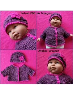 Patron PDF pour réaliser un gilet et un bonnet bébé au crochet en 4 tailles