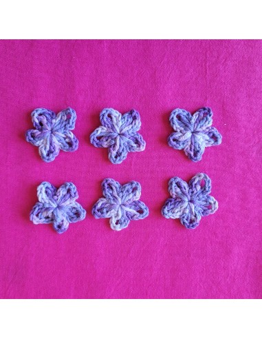 lot de 6 appliques fleurs multicolores au crochet