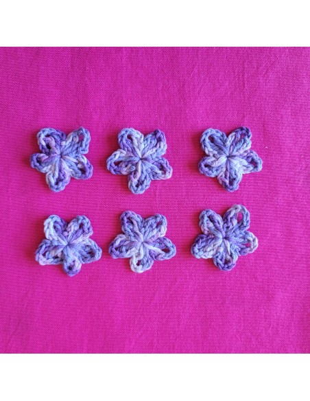 lot de 6 appliques fleurs multicolores au crochet