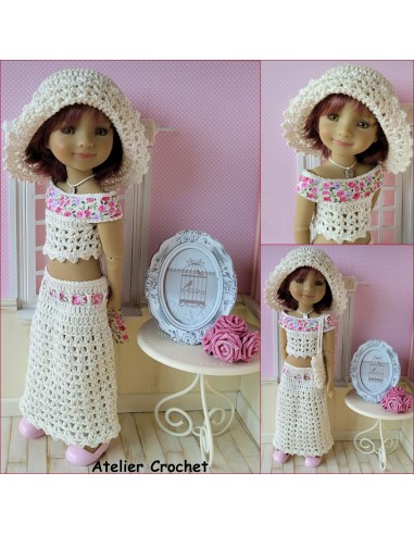 Jupe longue, top, sac et chapeau patron PDF de crochet pour poupée Ruby Red Fashion Friends