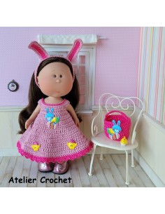 Ensemble de Pâques au crochet pour poupée Mia Nines d'Onil