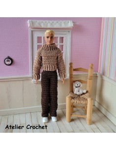 Pull et pantalon au crochet pour poupée Ken de Mattel