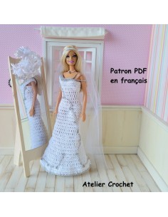 Patron PDF d'une robe de mariée pour poupée Barbie