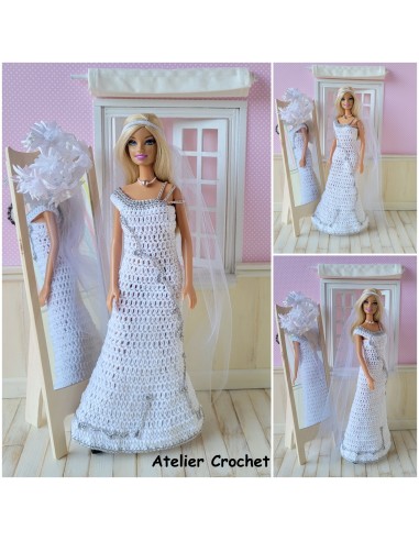 Patron PDF d'une robe de mariée pour poupée Barbie