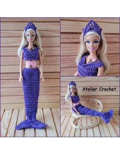 Patron PDF d'une tenue de sirène au crochet pour poupée Barbie 2