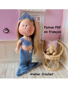 Patron PDF d'une tenue de sirène au crochet pour poupée Mia Nines d'Onil