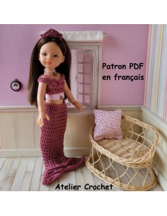 Patron PDF d'une tenue de sirène au crochet pour poupée Paola Reina Las Amigas