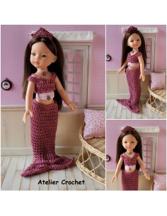 Patron PDF d'une tenue de sirène au crochet pour poupée Paola Reina Las Amigas 2