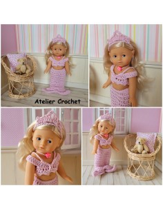 Patron PDF d'une tenue de sirène au crochet pour poupée mini corolline 2