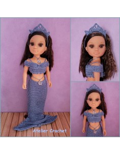 Patron PDF d'une tenue de sirène au crochet pour poupée Nancy 2