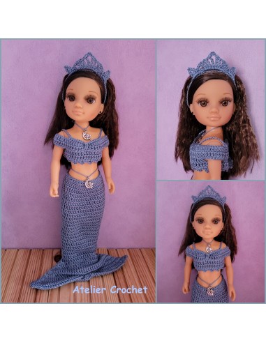 Patron PDF d'un costume de sirène au crochet pour poupée Nancy