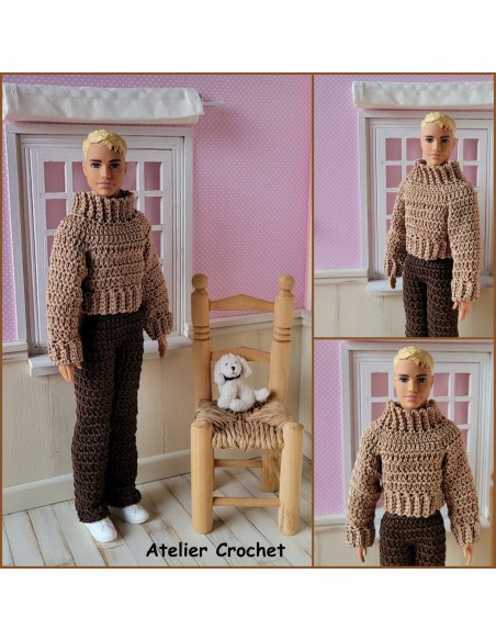 Pull et pantalon au crochet pour poupée Ken de Mattel